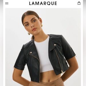 Lamarque Kirsi Cropped Biker Jacket Black size Small